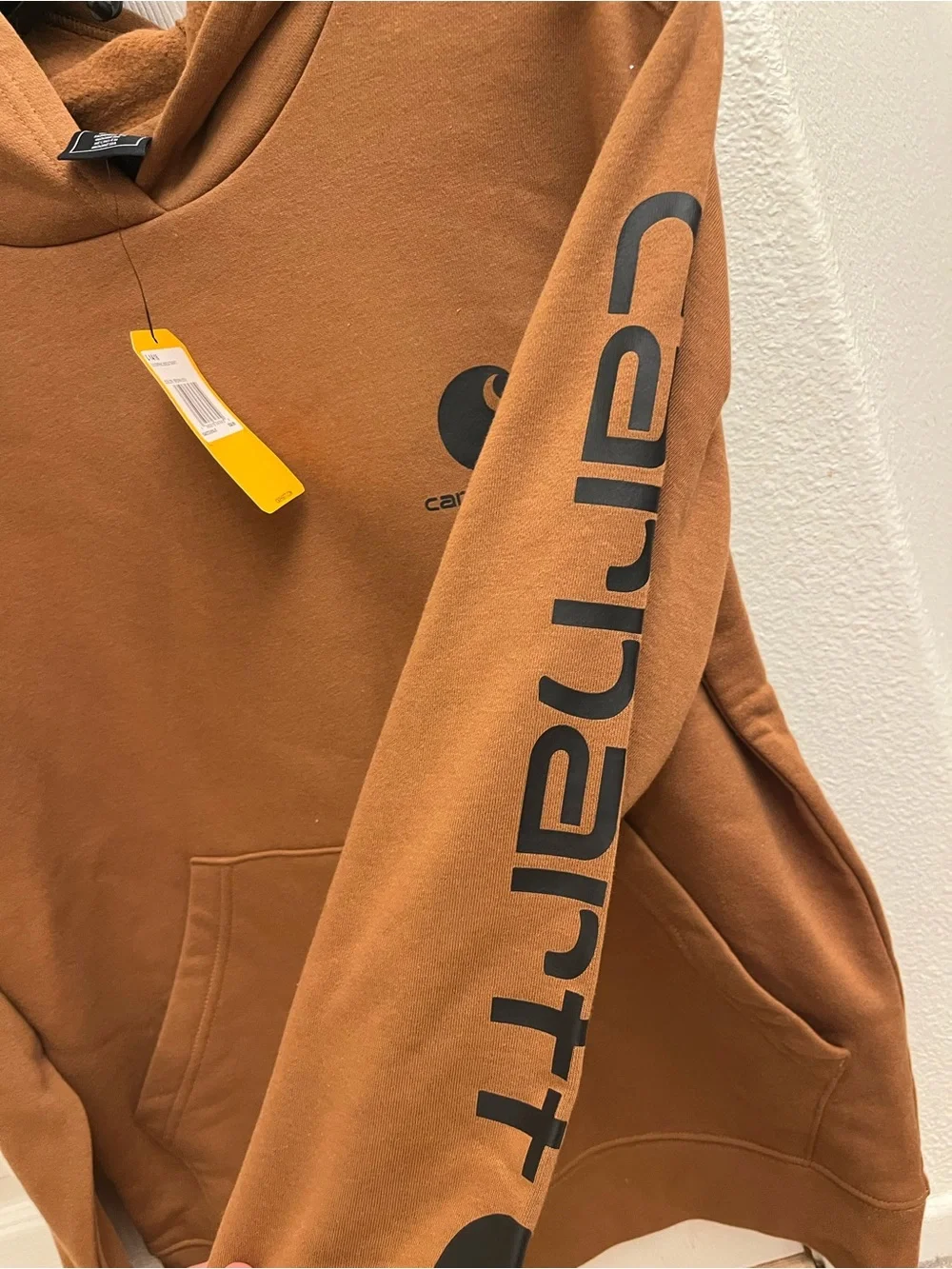 Carhartt Kids Brown Hooded Sweatshirt - Workwear Pullover - Picture 3 of 5